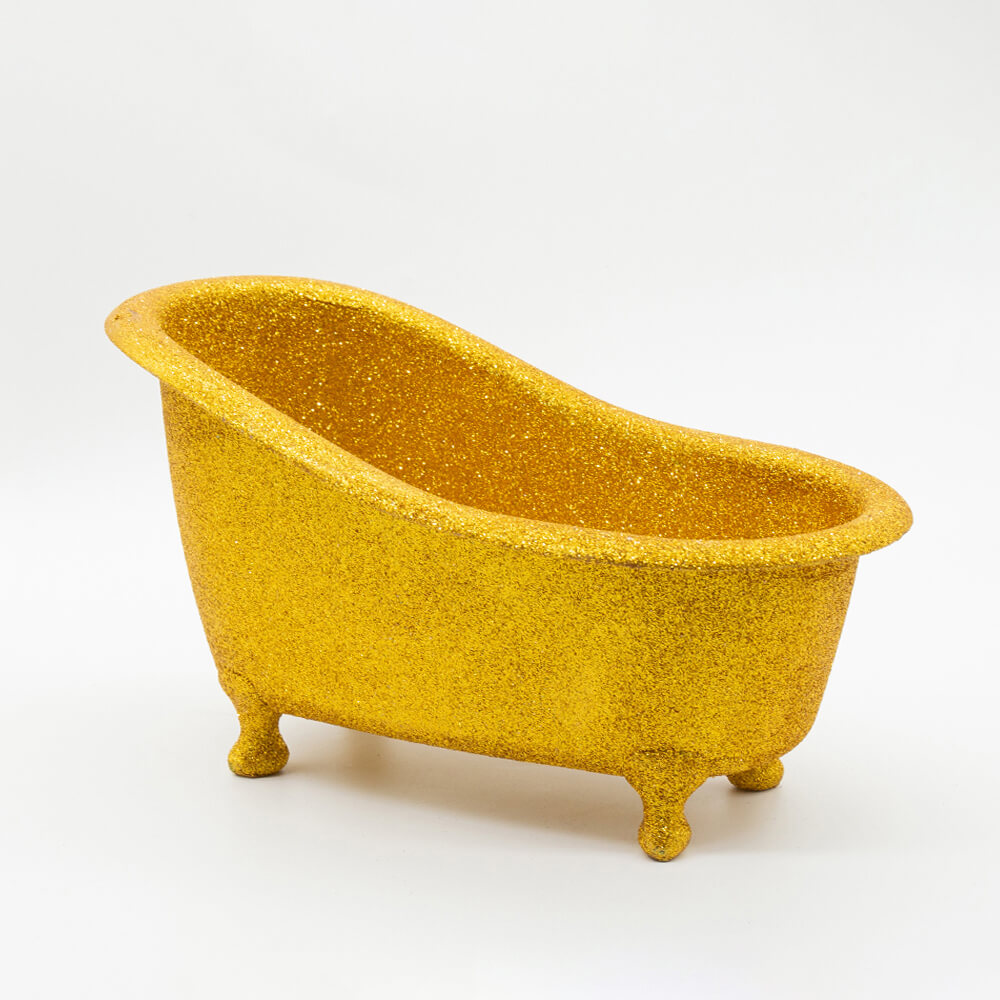 Gold Glitter Plastic Mini Bathtub Storage