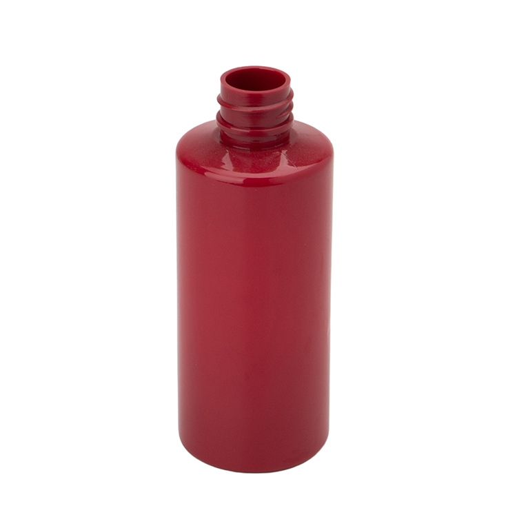 red plastic round bottles