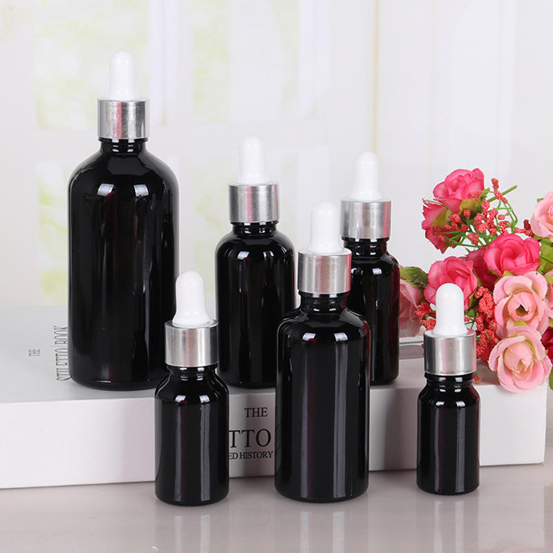bright black glass bottles