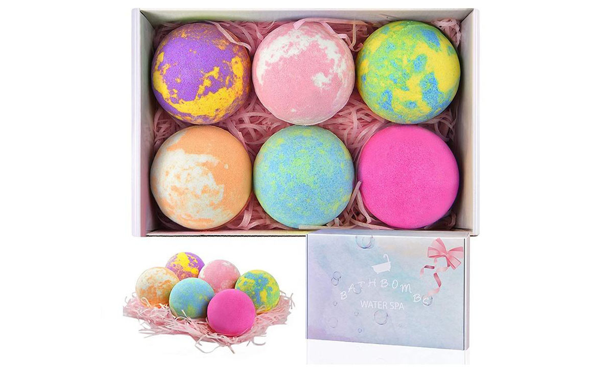 Bath Bombs for Women Spa Gift Basket Set , Unique Body Bubble Relaxation Box Her Wife Girl Mom