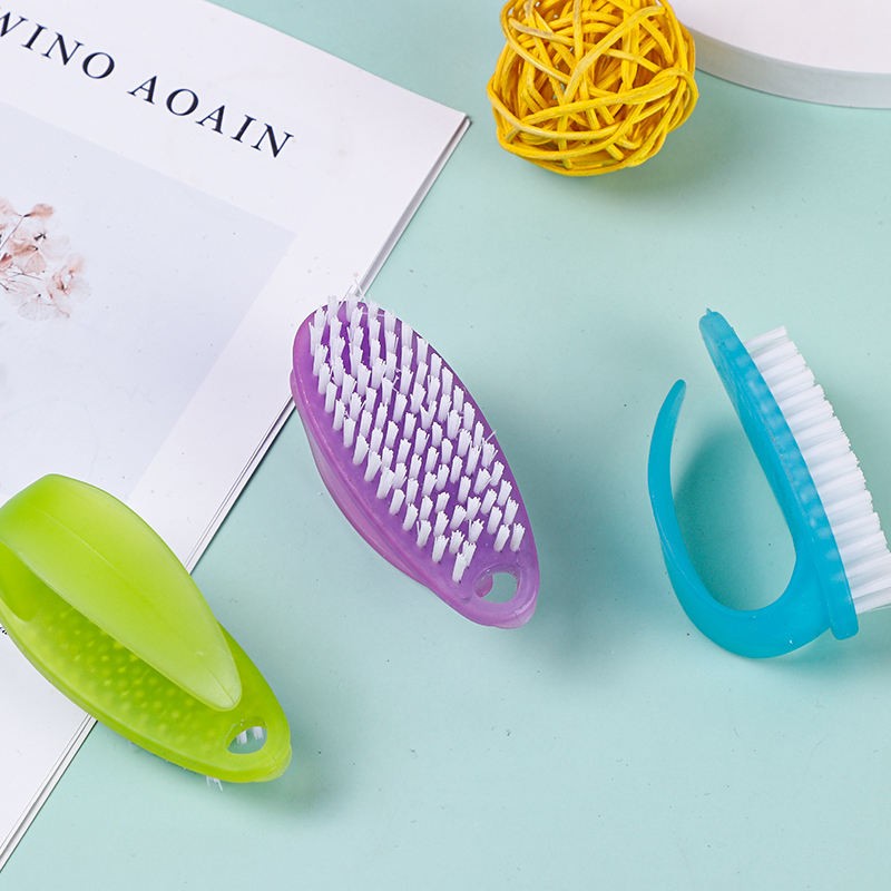 New Design Customized Handle Grip Nail Art Dust Clean Brush Two-side Plastic Pumice Stone Brush